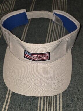 Vineyard Vines American Performance White Visor with American Flag Patch